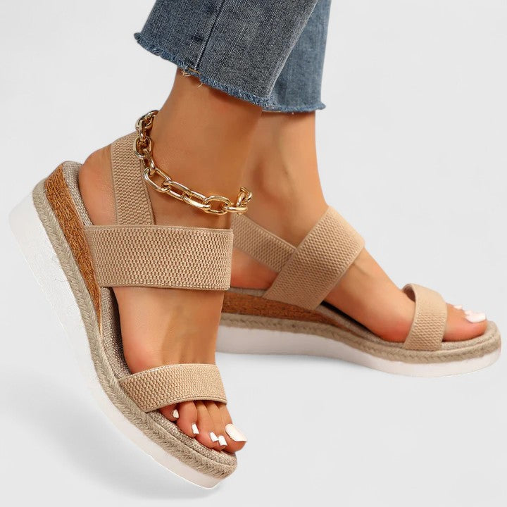 Damen Plateau Sandalen für den Sommer in Braun