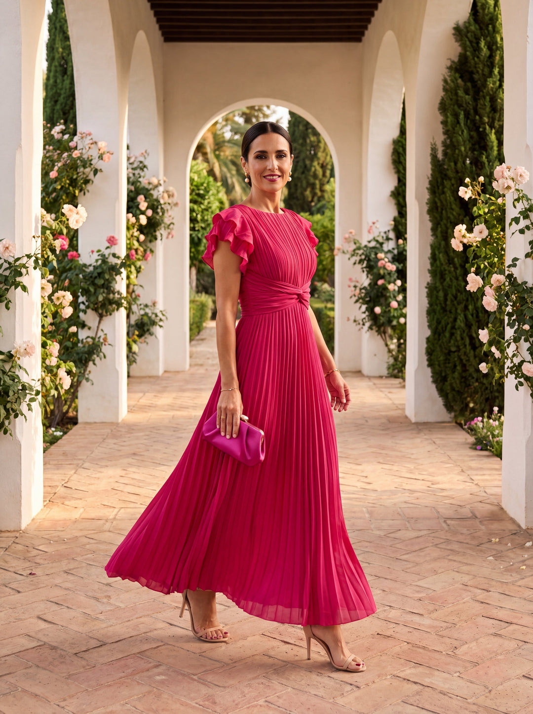 Damen Plissiertes Maxikleid für Hochzeitsgäste (3)