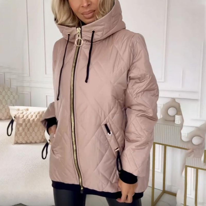 Damen Praktische Herbst-Jacke mit Kapuze in Rosa