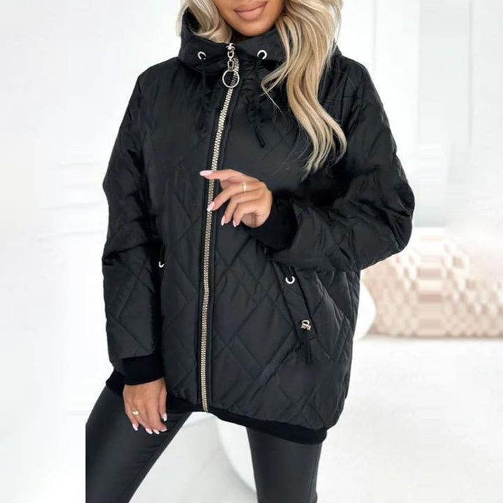 Damen Praktische Herbst-Jacke mit Kapuze in Schwarz