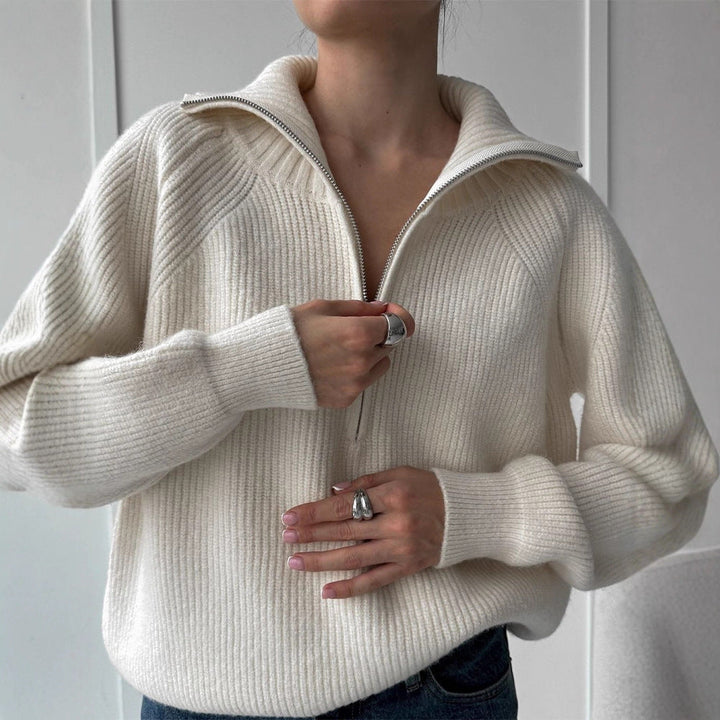 Damen Pullover aus Wollmix mit Reißverschluss für Übergangszeit (4)
