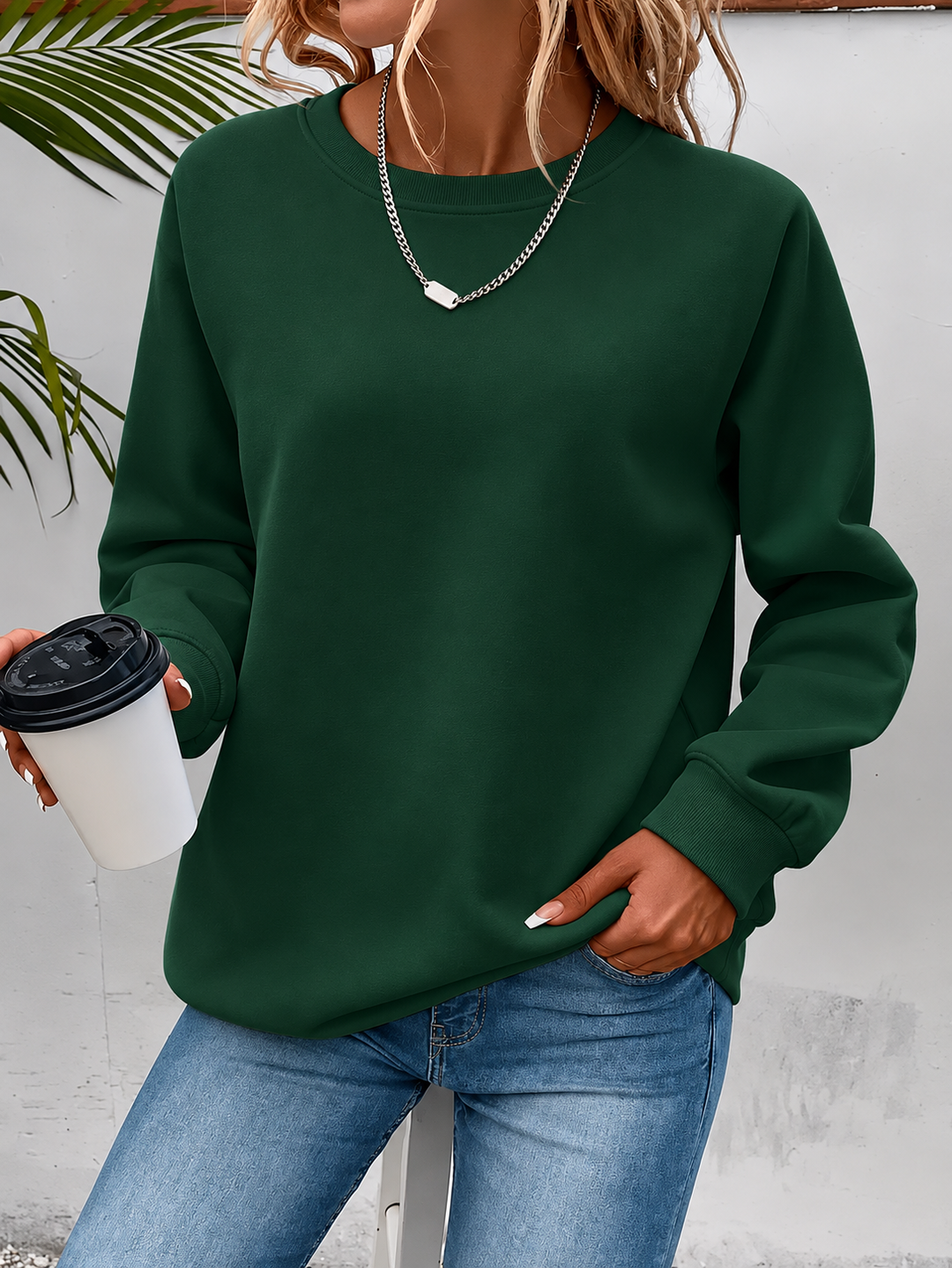 Damen Pullover bequem geschnitten für den Alltag in Grün