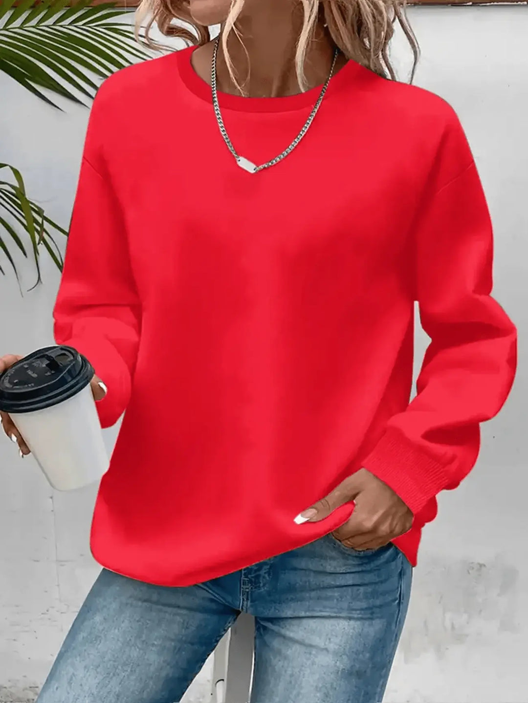 Damen Pullover bequem geschnitten für den Alltag in Rot