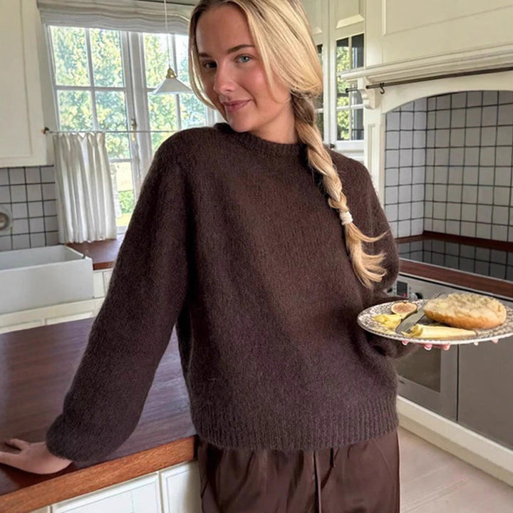 Damen Pullover Flausch mit Ballonärmeln für Herbst (2)