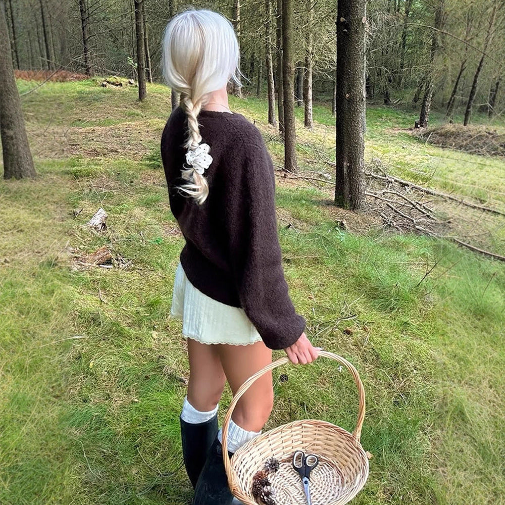 Damen Pullover Flausch mit Ballonärmeln für Herbst (3)