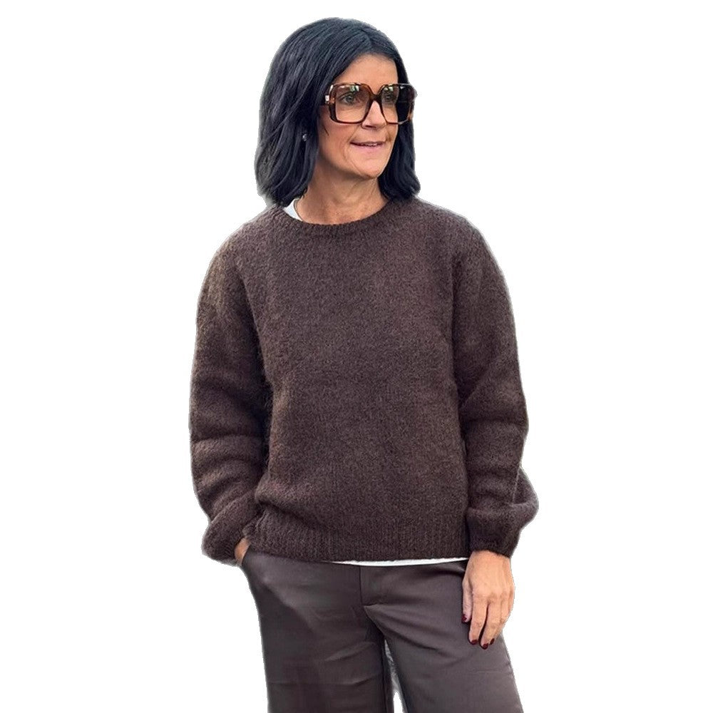 Damen Pullover Flausch mit Ballonärmeln für Herbst (5)