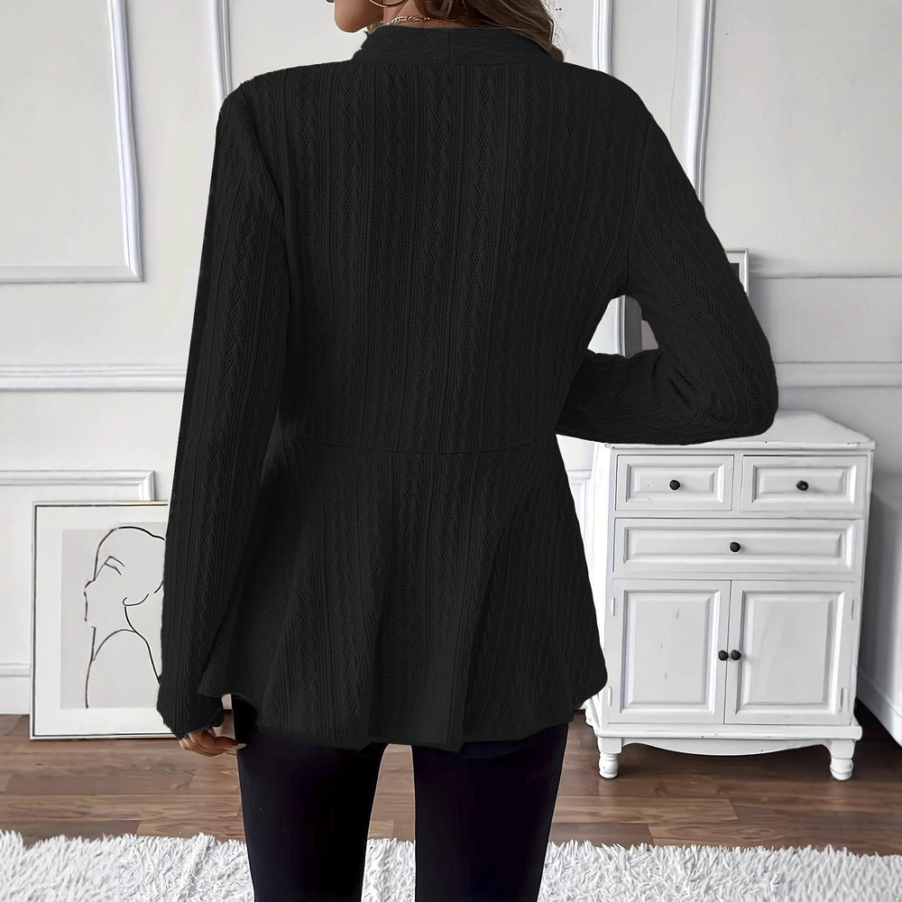 Damen Pullover im Cardigan-Schnitt mit Schößchen (2)