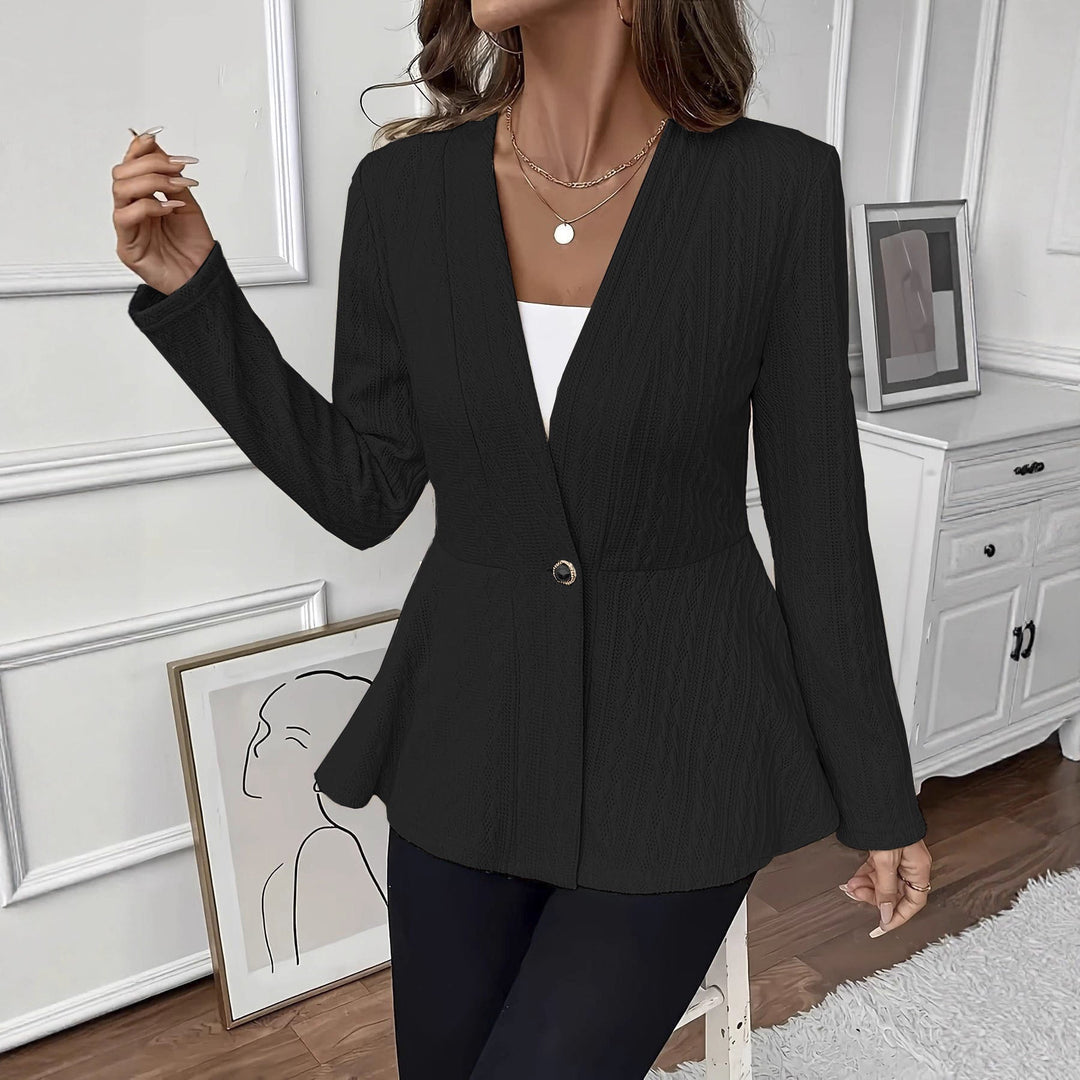 Damen Pullover im Cardigan-Schnitt mit Schößchen in Schwarz