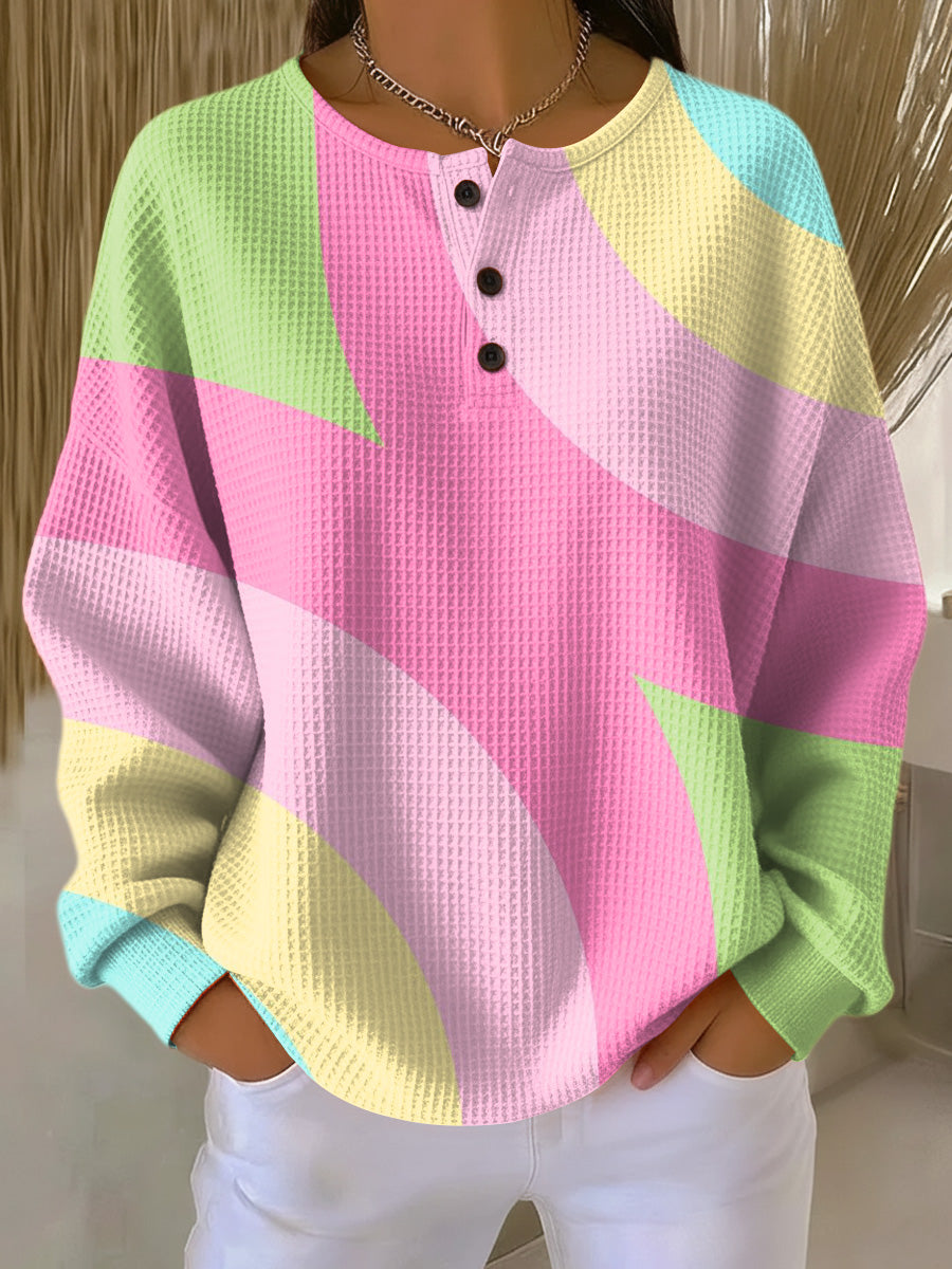Damen Pullover mit Geometrie-Print in Rosa