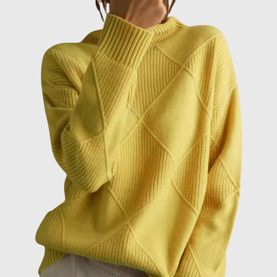 Damen Pullover mit geometrischem Muster für Herbst in Gelb