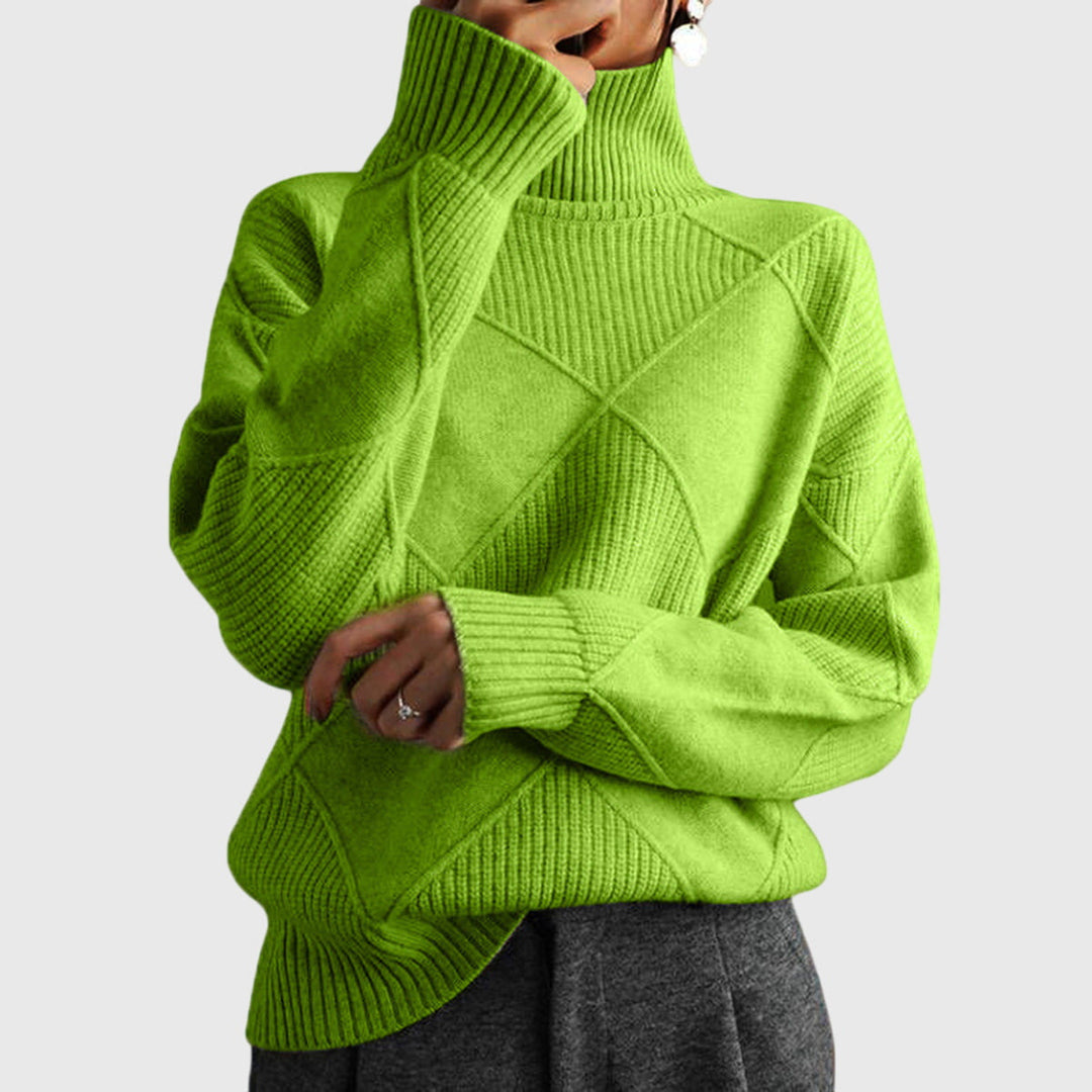 Damen Pullover mit geometrischem Muster für Herbst in Grün