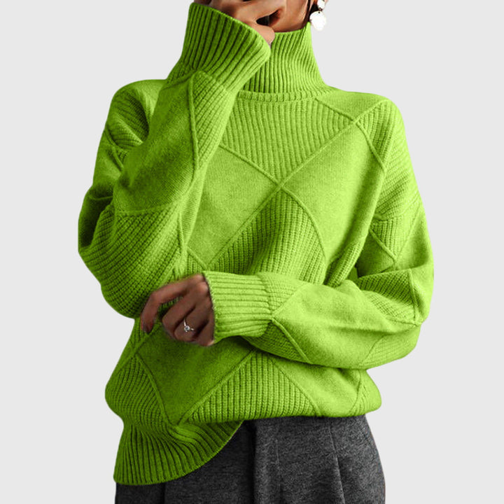 Damen Pullover mit geometrischem Muster für Herbst in Grün