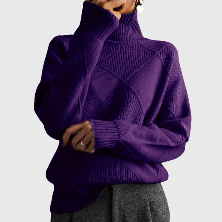 Damen Pullover mit geometrischem Muster für Herbst in Lila