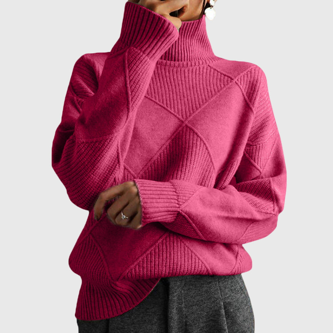 Damen Pullover mit geometrischem Muster für Herbst in Rosa