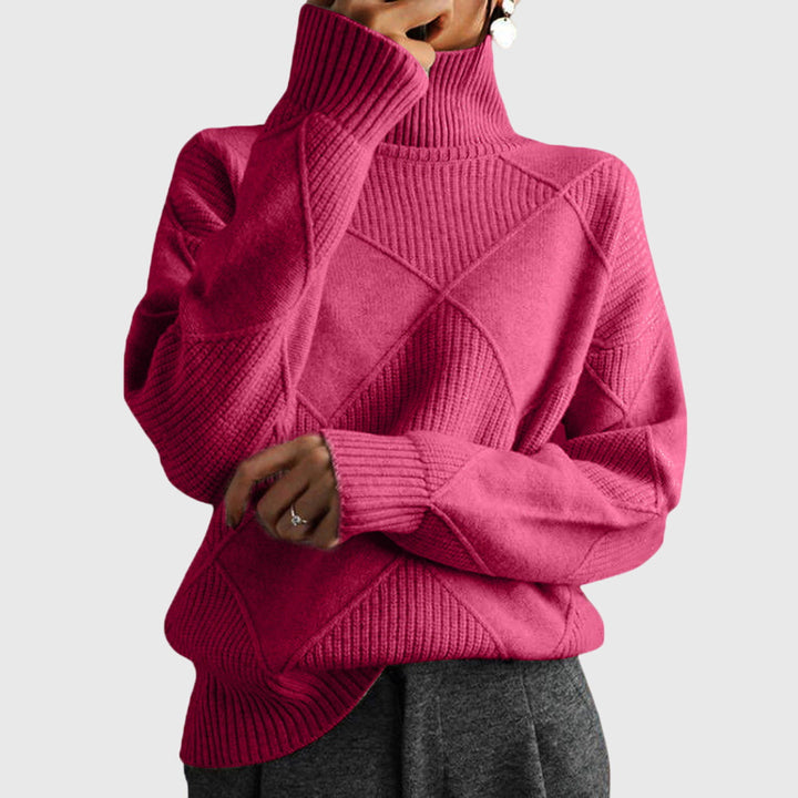 Damen Pullover mit geometrischem Muster für Herbst in Rosa