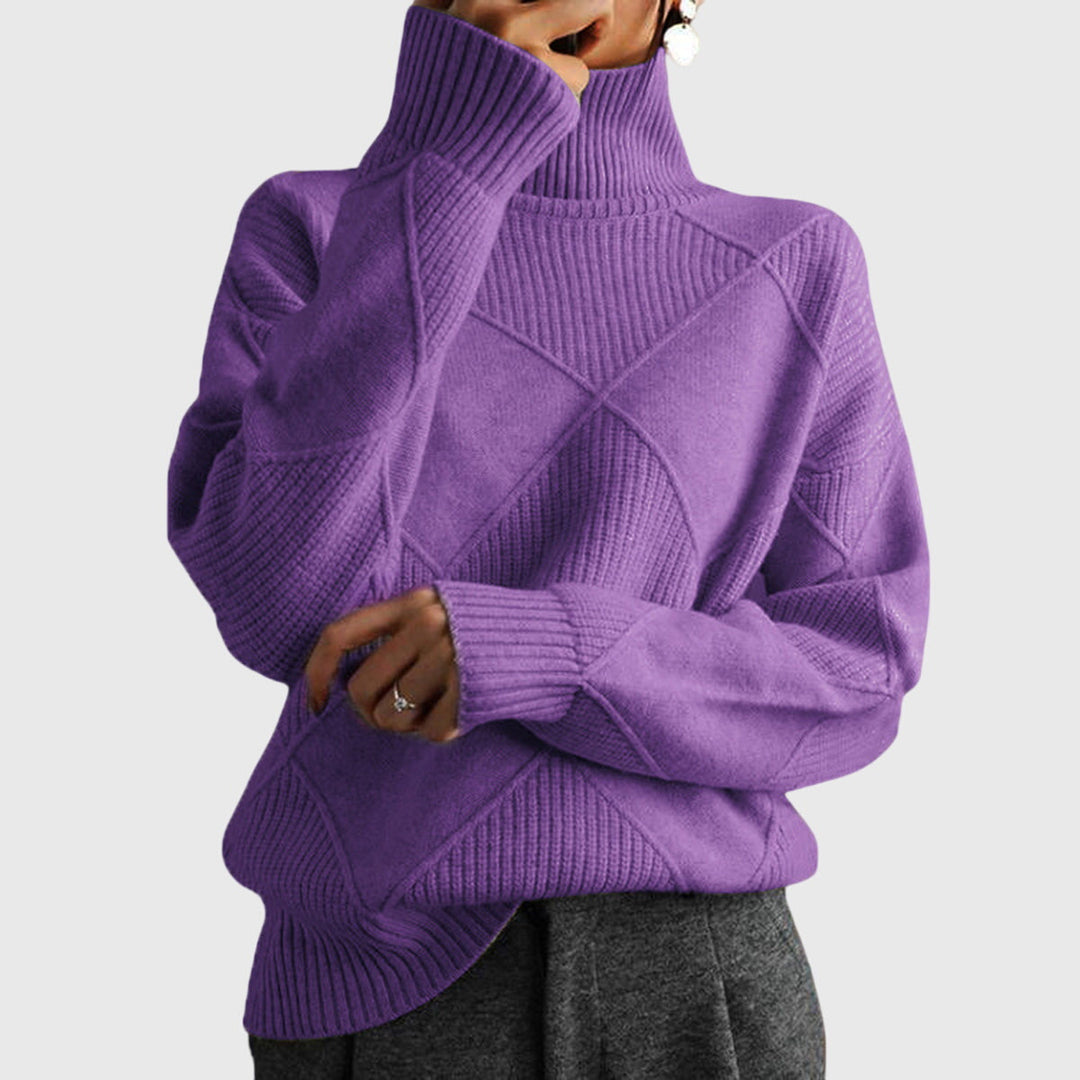 Damen Pullover mit geometrischem Muster für Herbst in Violett