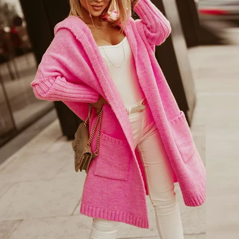Damen Pullover mit Kapuze für kühle Tage in Rosa