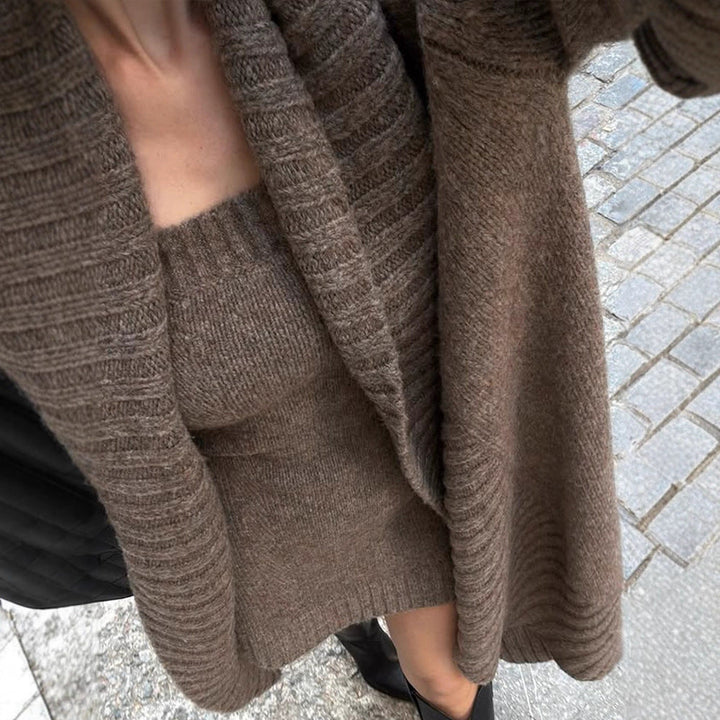 Damen Pullover Set Maxi-Cardigan für Herbst (3)