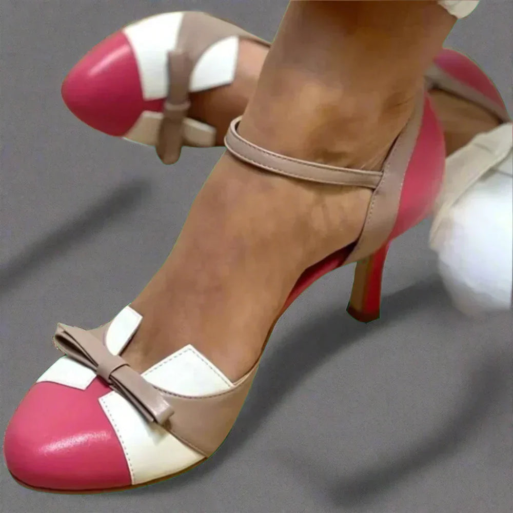 Damen Pumps mit eleganter Schleife für Sommeranlässe in Rosa