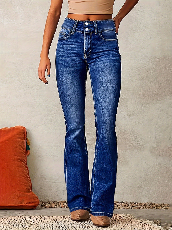Damen Retro-Jeans mit hohem Bund in Dunkelblau
