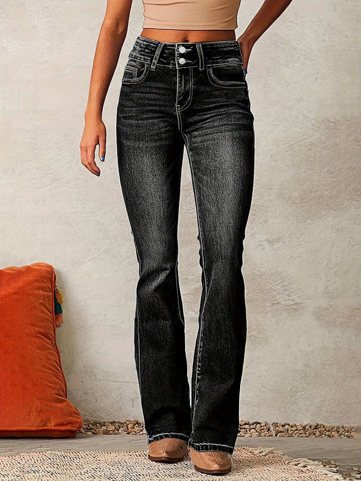 Damen Retro-Jeans mit hohem Bund in Schwarz