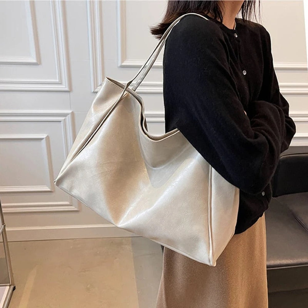 Damen Retro-Schultertasche aus PU-Leder mit großem Fassungsvermögen (2)