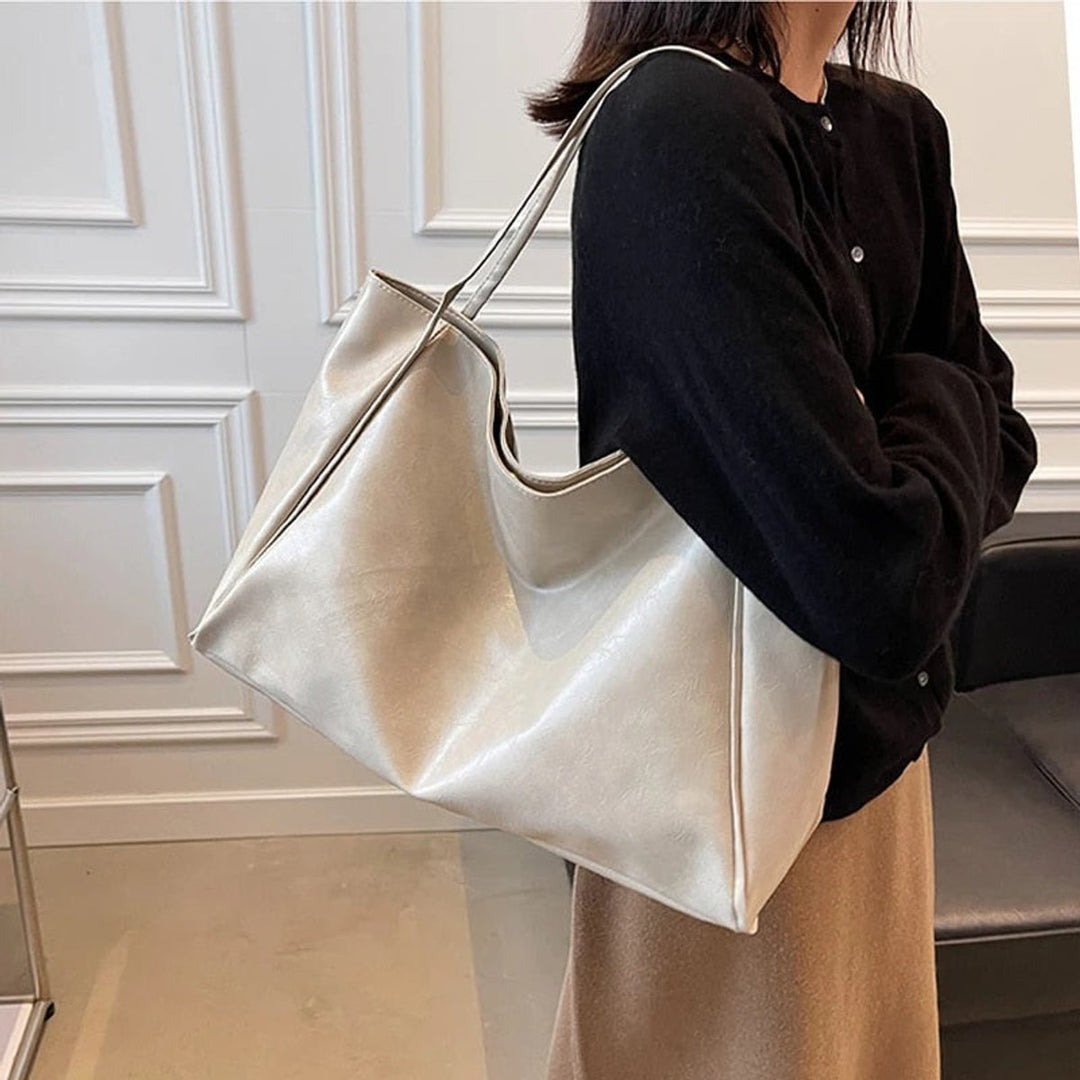 Damen Retro-Schultertasche aus PU-Leder mit großem Fassungsvermögen (2)