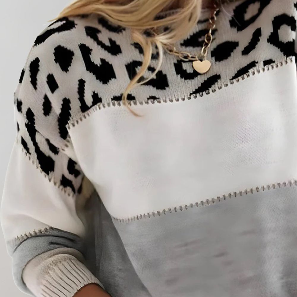 Damen Rollkragen Strickpullover mit Muster (2)
