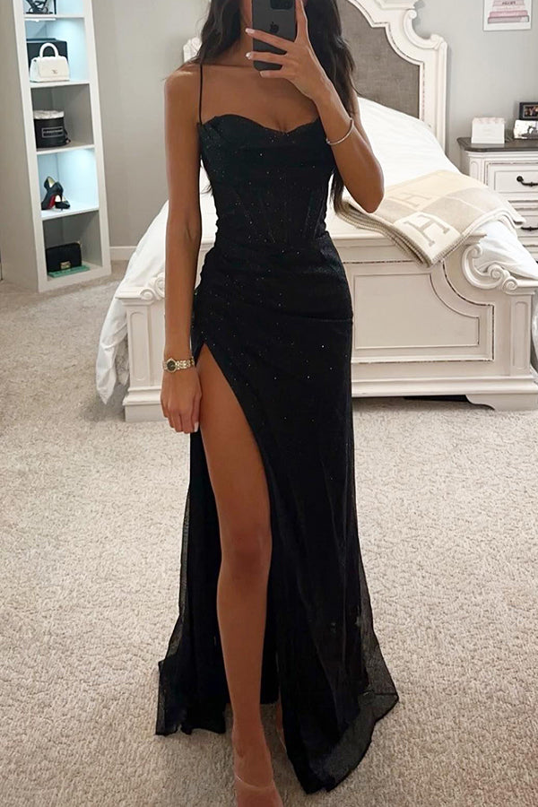 Damen Romantisches Maxikleid für Hochzeitsgäste in Schwarz