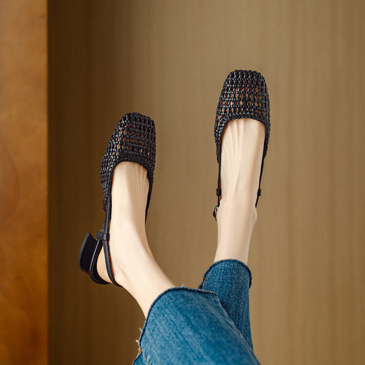 Damen Sandalen mit Blockabsatz und Flechtdesign (4)