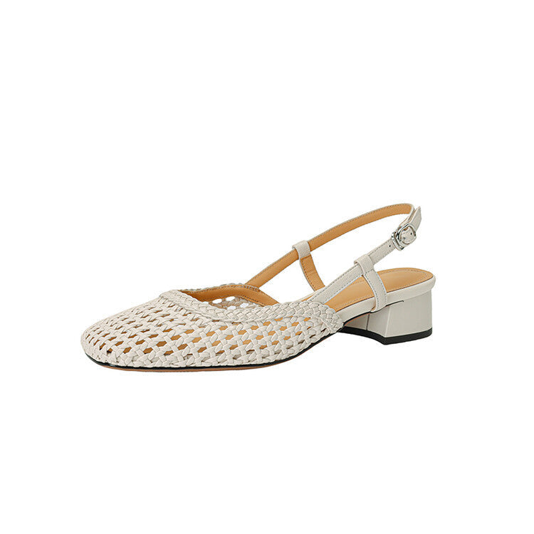 Damen Sandalen mit Blockabsatz und Flechtdesign (5)