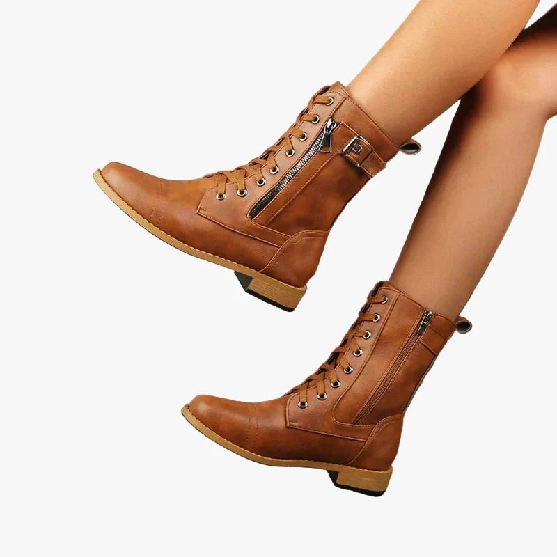 Damen Schnürstiefel mit Reißverschluss für den Alltag