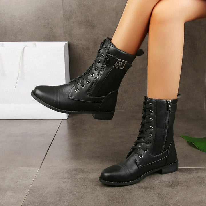 Damen Schnürstiefel mit Reißverschluss für den Alltag (4)