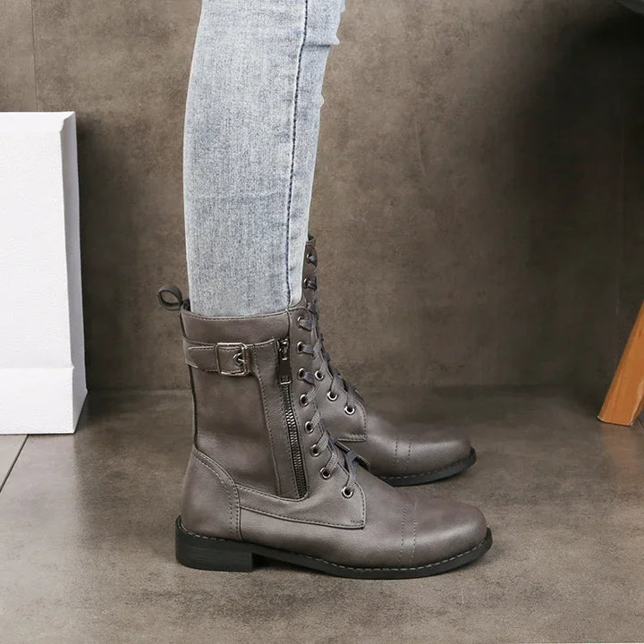 Damen Schnürstiefel mit Reißverschluss für den Alltag (6)