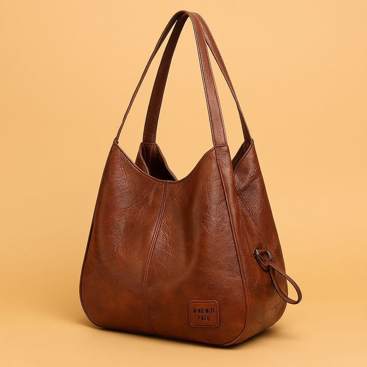 Damen Schultertasche aus weichem Leder für den Alltag in Braun
