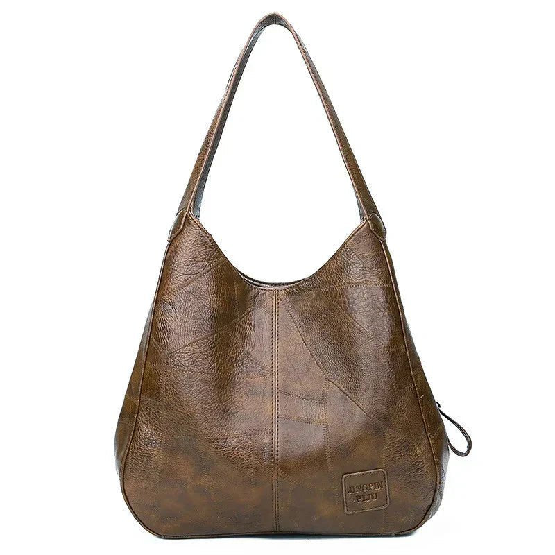 Damen Schultertasche aus weichem Leder für den Alltag in Coffee