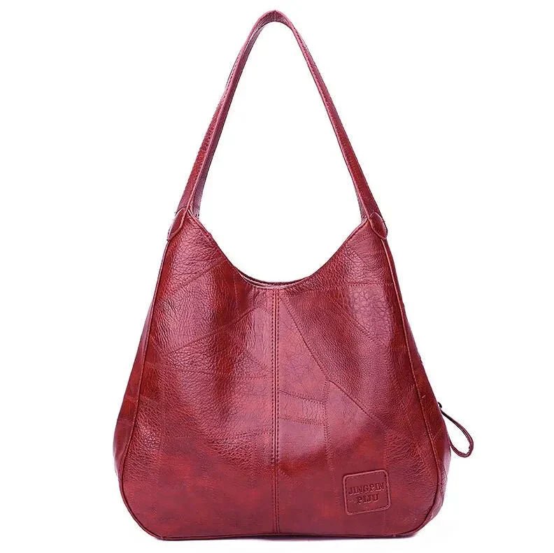 Damen Schultertasche aus weichem Leder für den Alltag in Rot