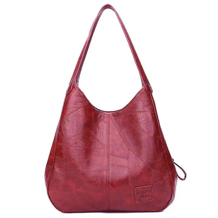 Damen Schultertasche aus weichem Leder für den Alltag in Rot