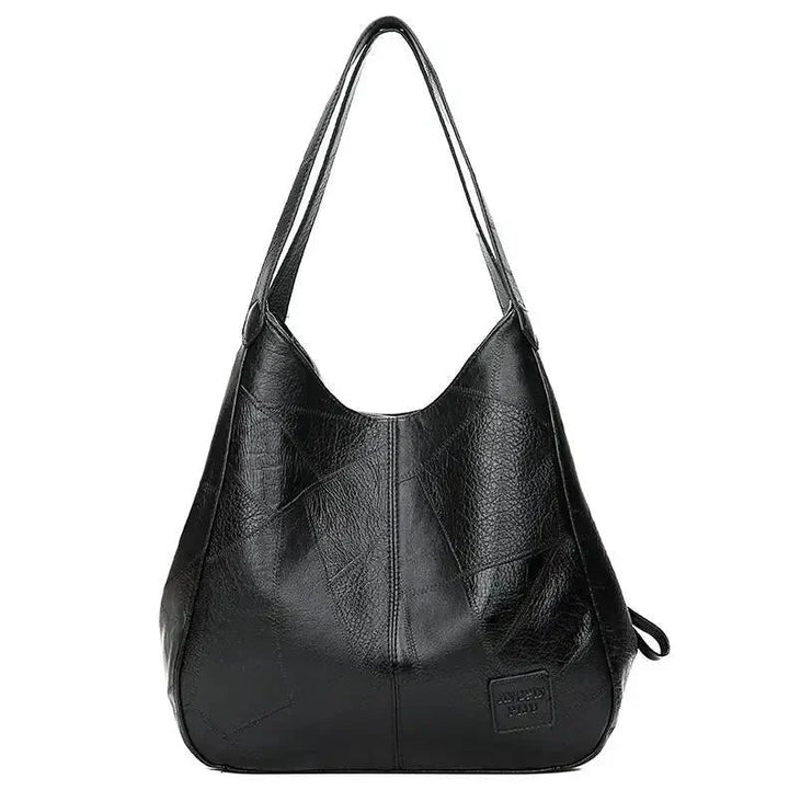 Damen Schultertasche aus weichem Leder für den Alltag in Schwarz