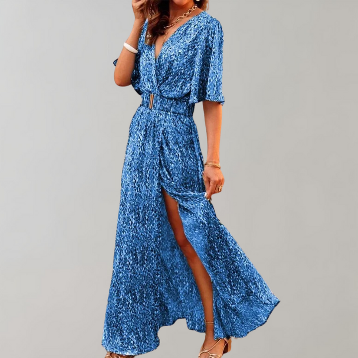 Damen Sommer Maxikleid für Hochzeitsgäste in Blau
