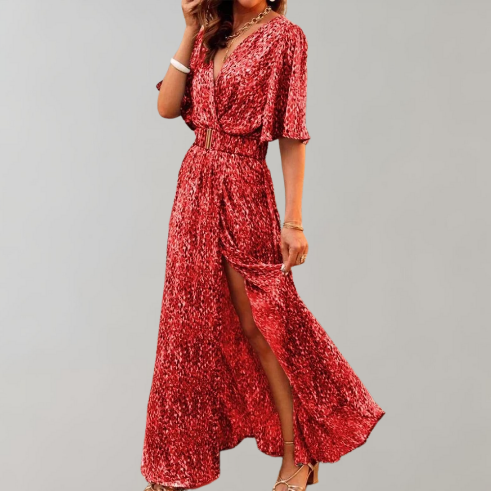 Damen Sommer Maxikleid für Hochzeitsgäste in Dunkelrot