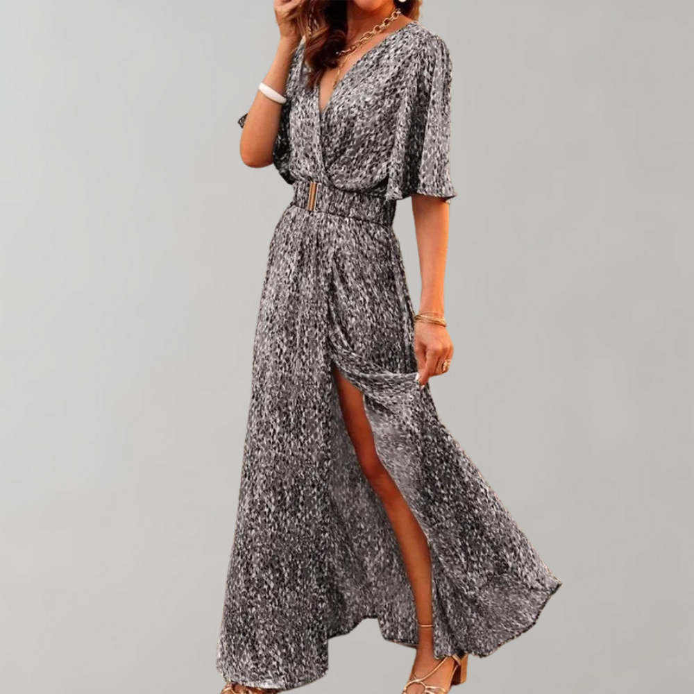 Damen Sommer Maxikleid für Hochzeitsgäste in Grau