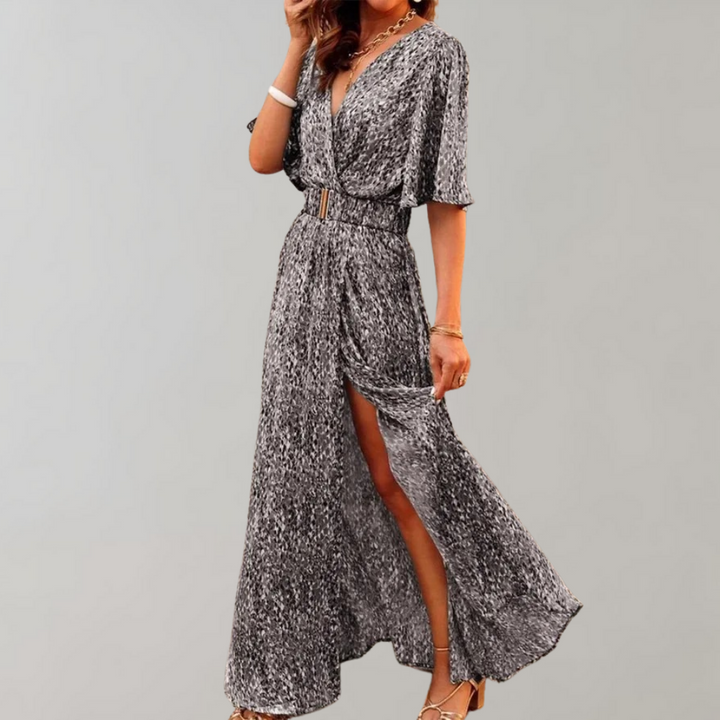 Damen Sommer Maxikleid für Hochzeitsgäste in Grau