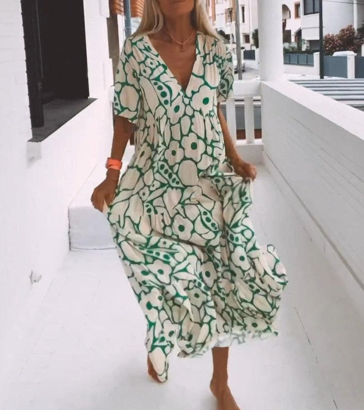 Damen Sommer-Maxikleid mit Blumenmuster (3)