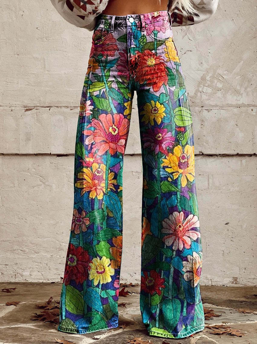 Damen Sommerhose mit Blumenmuster in Gänseblümchen
