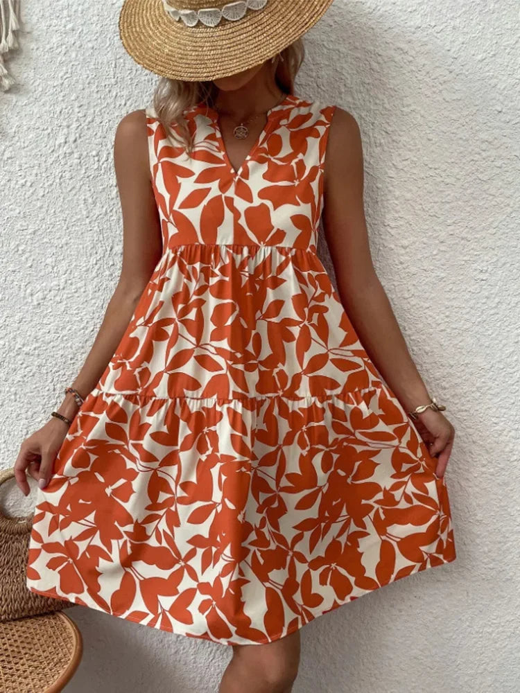 Damen Sommerkleid für festliche Hochzeitsgäste in Orange