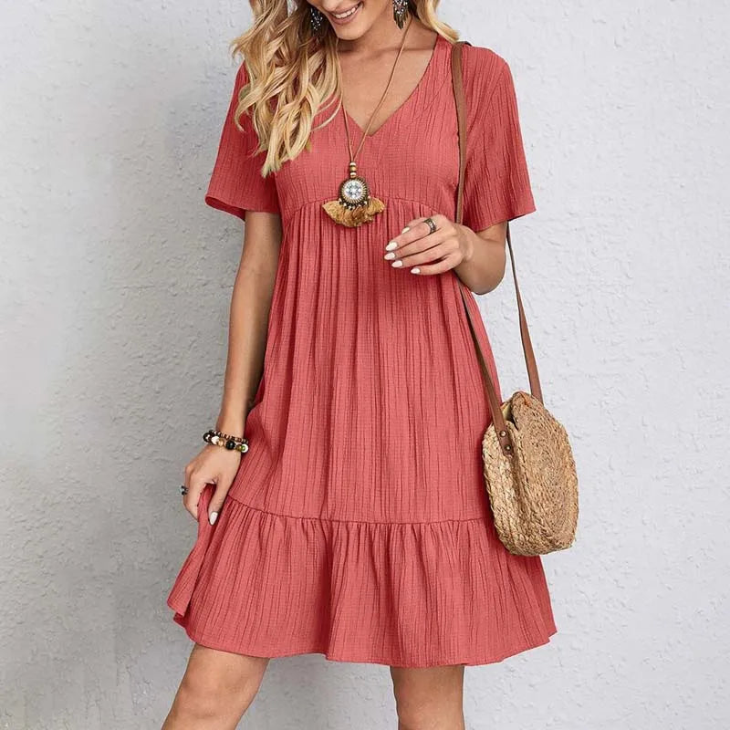 Damen Sommerkleid im A-Linien-Stil in Rot