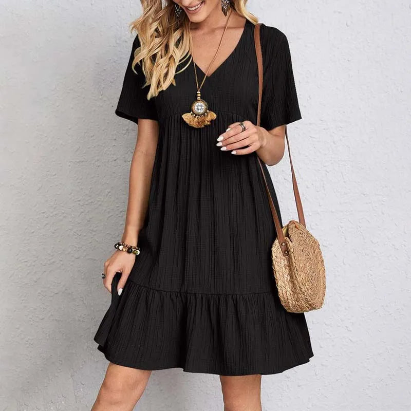Damen Sommerkleid im A-Linien-Stil in Schwarz