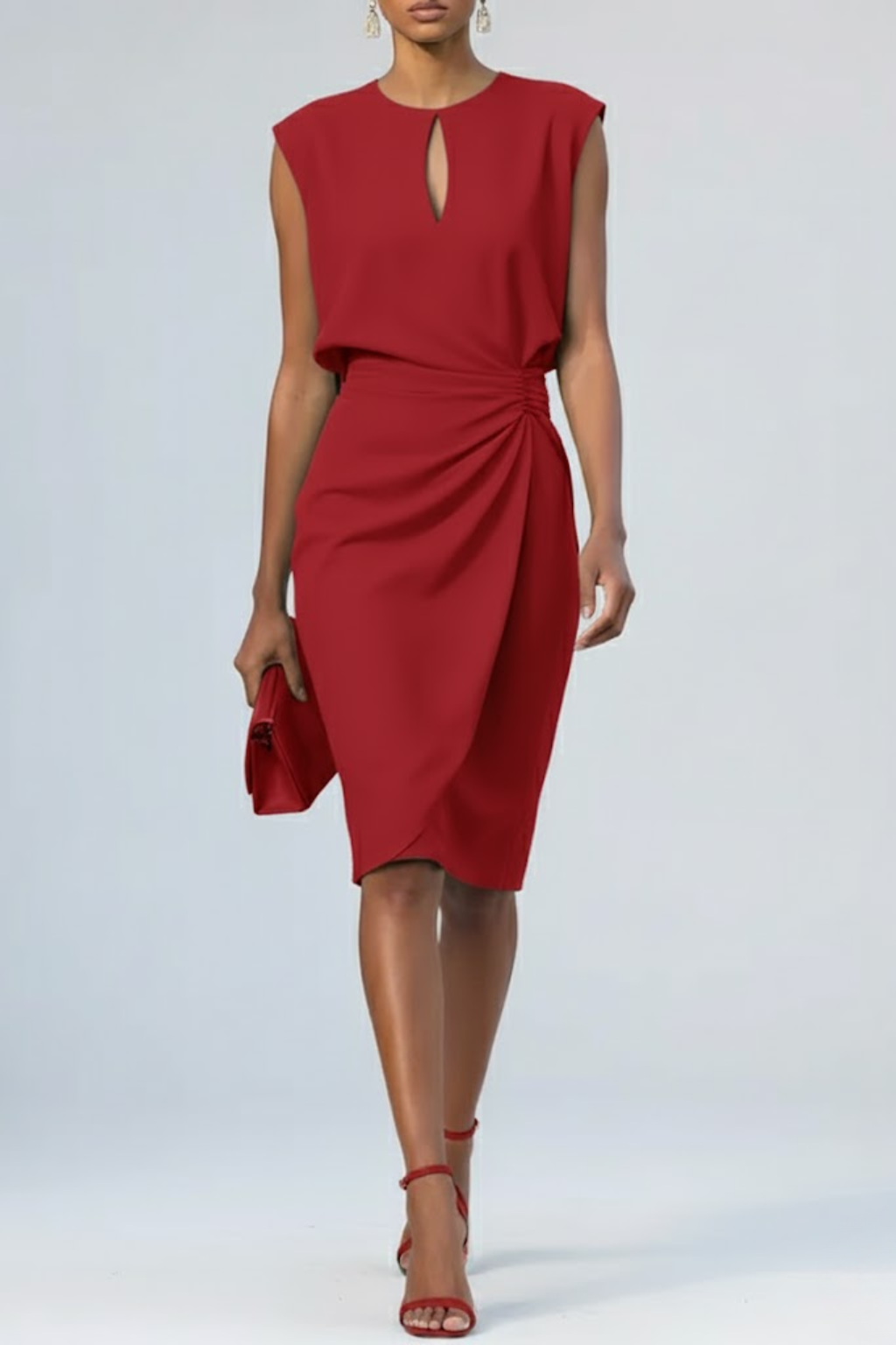 Damen Sommerkleid im eleganten Midi-Schnitt in Rot