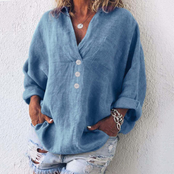 Damen Sommerpullover aus Leinen in Blau